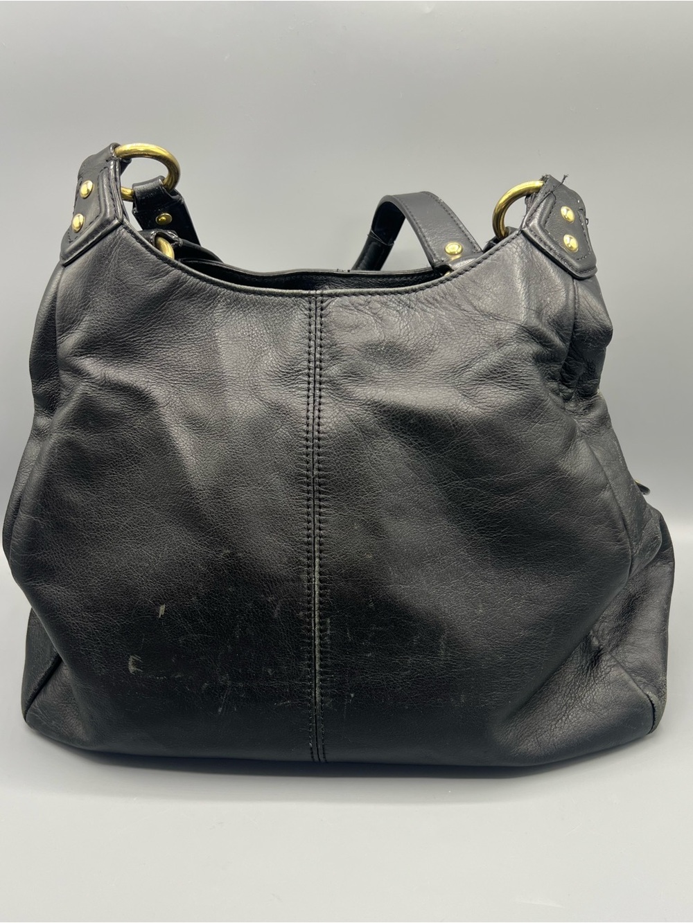 Coach Campbell Black Leather Hobo Shoulder Bag Large Buckle Gold Hardware - Picture 6 of 15